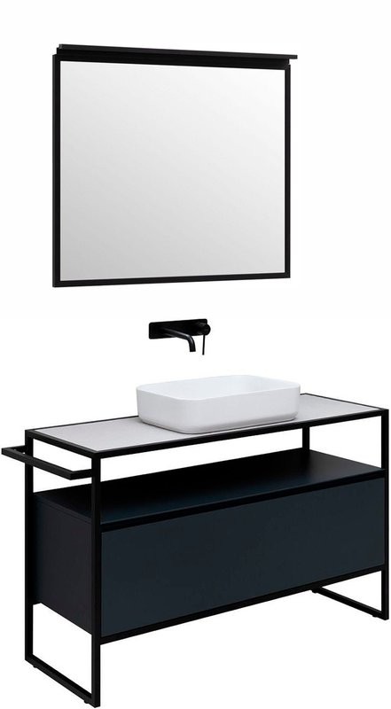 Мебель для ванной комнаты Allen Brau Priority 120 напольная, антрацит матовый, столешница серый структ