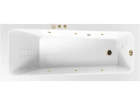 Акриловая ванна Excellent Ava Smart Nano 160x70 см, встраиваемая, с гидромассажем, белая, с каркасом, со сливом-переливом, фурнитура золото