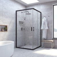 Душевой уголок Vegas Glass Za Novo ZA NOVO 120 02М 01 профиль черный матовый, стекло прозрачное