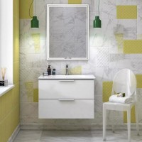 Тумба с раковиной KERAMA MARAZZI Piano 75 подвесная, белая глянцевая