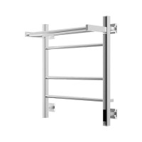 Полотенцесушитель электрический Grota Alto 530х600 NP EL 60x55 см, подключение справа, слева, скрытое подключение справа, глянцевый хром, лесенка, с полкой