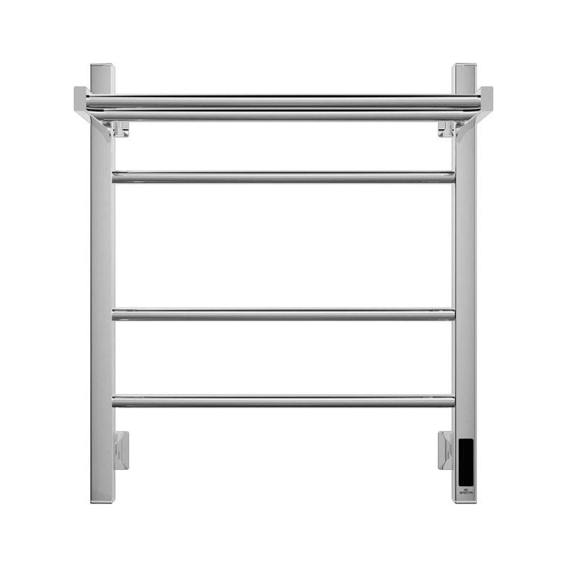 Полотенцесушитель электрический Grota Alto 530х600 NP EL 60x55 см, подключение справа, слева, скрытое подключение справа, глянцевый хром, лесенка, с полкой