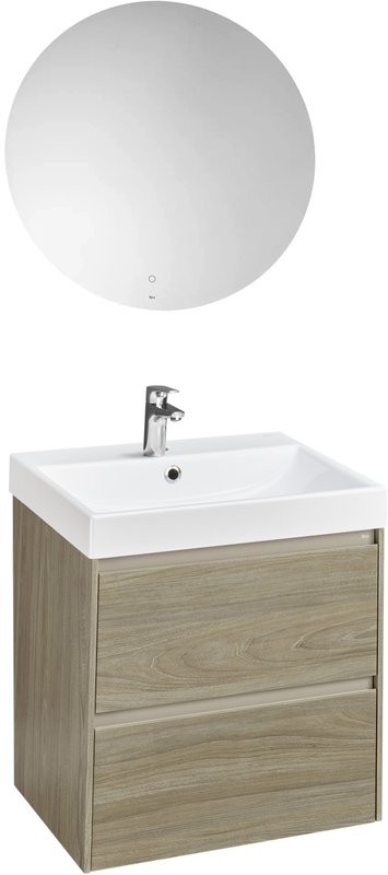 Тумба с раковиной Roca Ona 60 темный вяз, раковина ZRU9307561