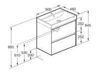 Тумба с раковиной Roca Ona 60 темный вяз, раковина ZRU9307561
