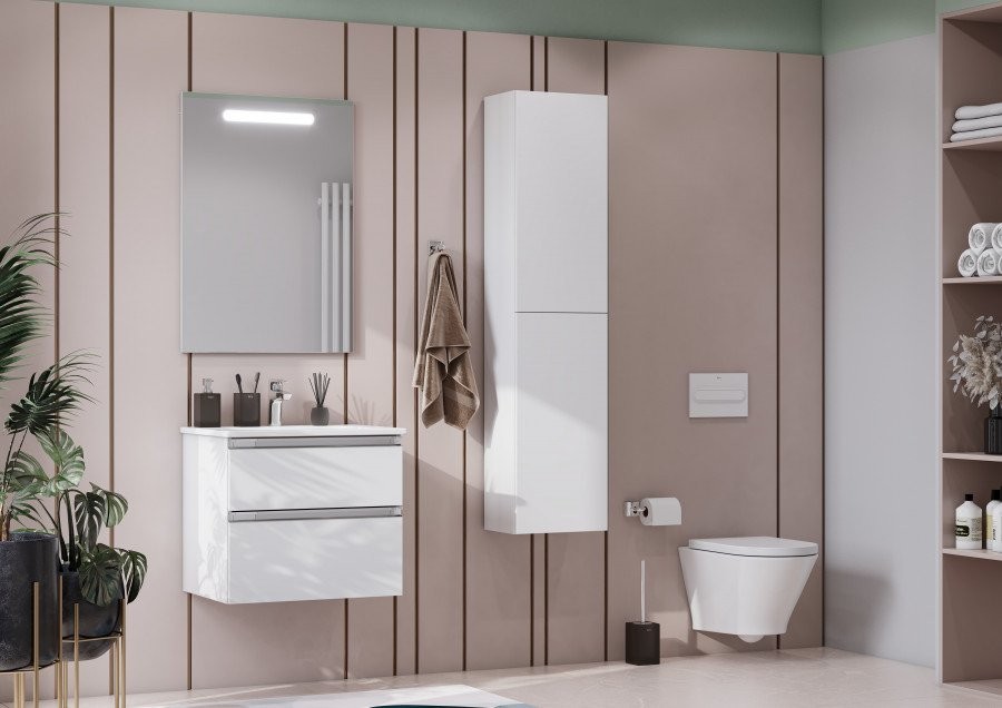 Тумба с раковиной Roca The Gap 60 2 ящика, белый глянец, раковина 32799E000