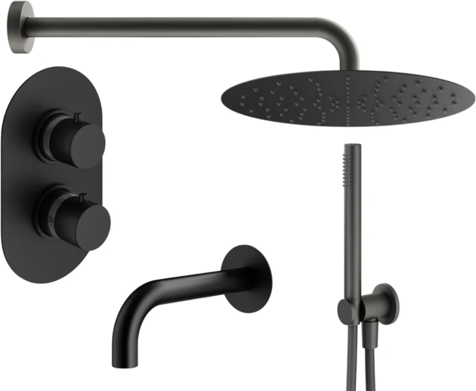 Душевой комплект Plumberia Selection Ixo KITXOT19NO60KING С ВНУТРЕННЕЙ ЧАСТЬЮ, черный матовый
