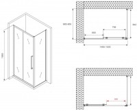 Душевой уголок Abber Schwarzer Diamant AG30150BH-S90B 150x90, профиль черный, стекло прозрачное