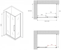 Душевой уголок Abber Schwarzer Diamant AG30150BH-S90B 150x90, профиль черный, стекло прозрачное