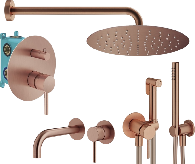 Комплект для ванной Plumberia Selection Ixo KITZXO18RS210 С ВНУТРЕННЕЙ ЧАСТЬЮ, медь брашированная