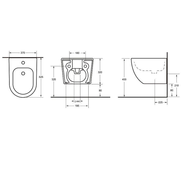 Биде подвесное Splendy Light LI10852V1DM матовое серое