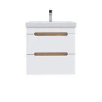 Тумба с раковиной SanStar Diva 50 подвесная, матовая белая, дуб вотан, раковина Moduo 50