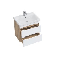 Тумба с раковиной SanStar Diva 50 подвесная, матовая белая, дуб вотан, раковина Moduo 50