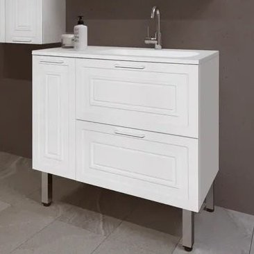 Тумба под раковину Style Line Альба 90 Люкс R, с бельевой корзиной