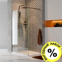 Душевая перегородка Wasserkraft Abens Abens 20W39 90 см, профиль черный + душевая стойка