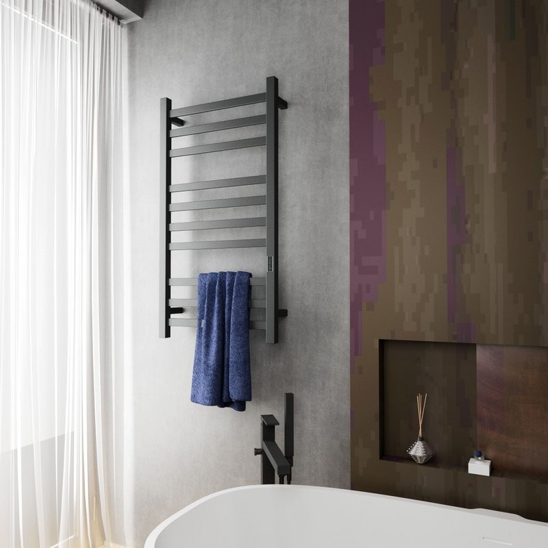 Полотенцесушитель электрический Bauedge Hotel R 50х100, матовый черный RAL9005