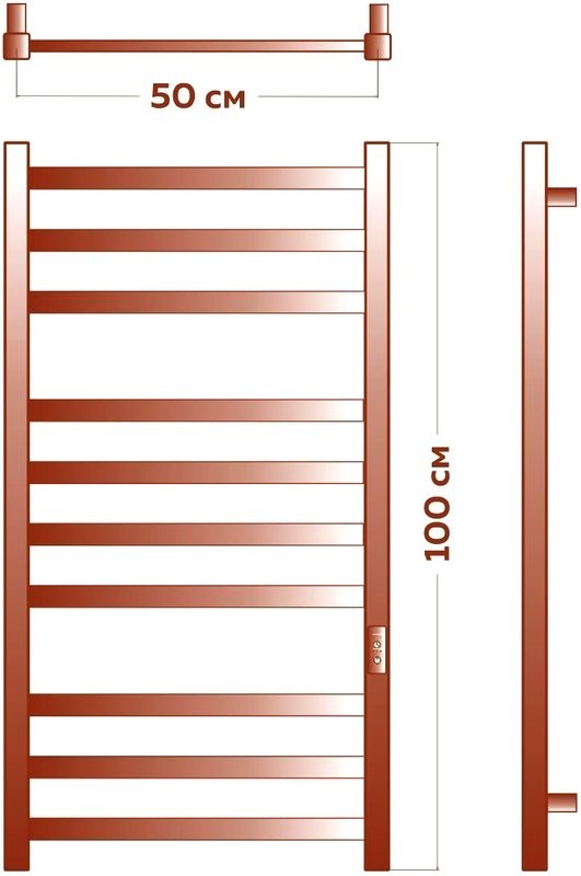 Полотенцесушитель электрический Bauedge Hotel R 50х100, матовый черный RAL9005