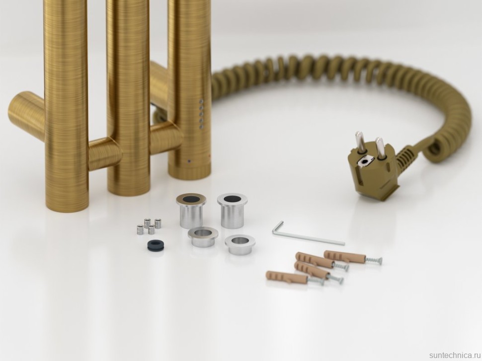 Полотенцесушитель электрический Сунержа Терция 4.0 051-0883-1506 150x15 см, подключение справа, скрытое подключение справа, состаренная латунь, I-образный