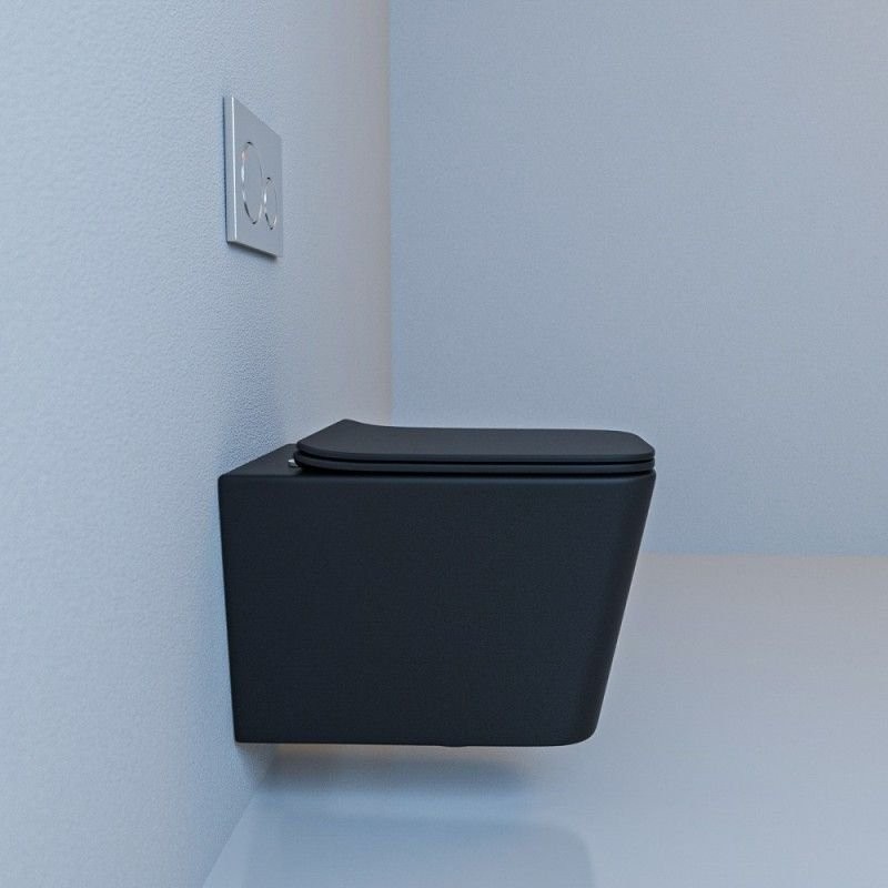 Подвесной унитаз Esbano Gartez ESUPGARTBM безободковый чёрный матовый с сиденьем с микролифтом