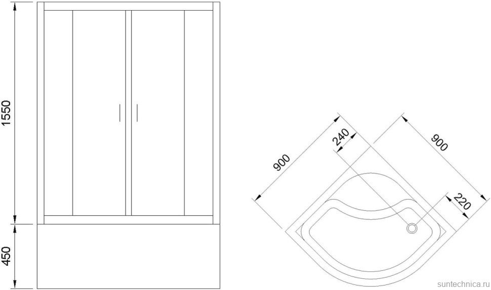 Душевой уголок Royal Bath BK RB90BK-C-BL 90x90 с поддоном