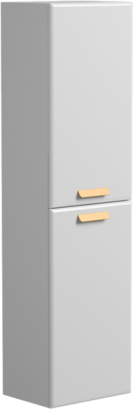 Шкаф пенал для ванной Cezares Eco 40 универсальный ручки сатиновое золото, bianco lucido