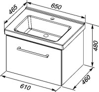 Тумба с раковиной Dreja Big Inn 65 подвесная, белый глянец