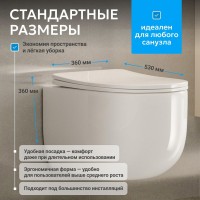 Унитаз подвесной Abber Bequem AC1104TN безободковый, с микролифтом, белый