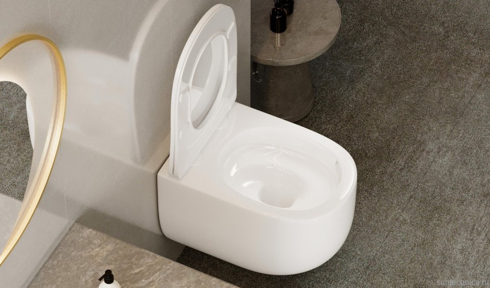 Унитаз подвесной Abber Bequem AC1104TN безободковый, с микролифтом, белый