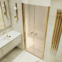 Душевая дверь в нишу Maybahglass MGD-428-3 120 см, профиль матовое золото, стекло бронза матовая
