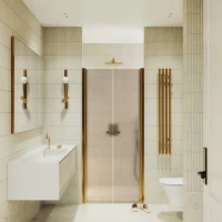 Душевая дверь в нишу Maybahglass MGD-428-3 120 см, профиль матовое золото, стекло бронза матовая