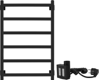 Полотенцесушитель электрический Secado Корсико 1 , 80x55 см, подключение справа, матовый черный, лесенка