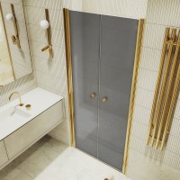 Душевая дверь в нишу Maybahglass MGD-444-3 99 см, профиль матовое золото, стекло графит матовый