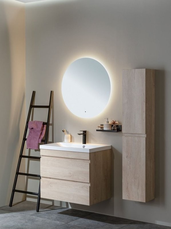 Тумба с раковиной Aquanet Нота new 60 подвесная, дуб светлый