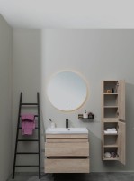 Тумба с раковиной Aquanet Нота new 60 подвесная, дуб светлый