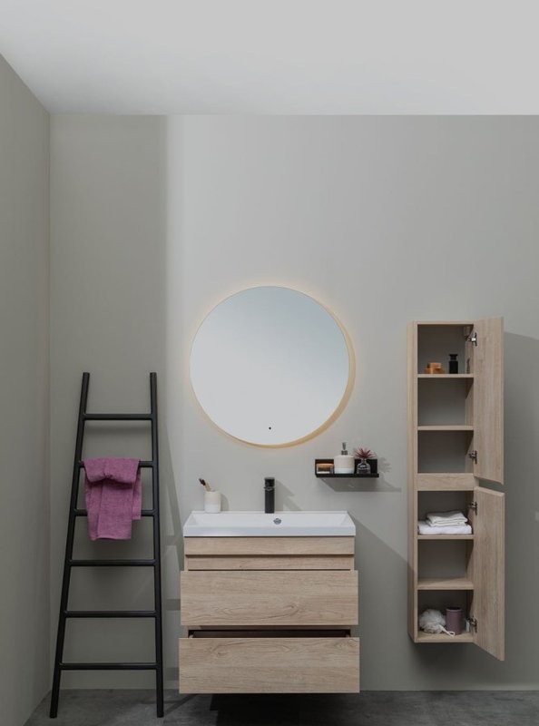 Тумба с раковиной Aquanet Нота new 60 подвесная, дуб светлый