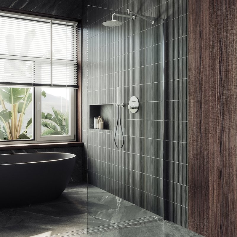 Душевая перегородка Maybahglass MGD-1352-5ш 99 см, профиль хром матовый, стекло прозрачное