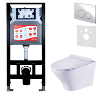 Комплект Унитаз подвесной Esbano Aster ESUPASTEW белый глянец + Инсталляция Fram + Кнопка ESINKRG11SC