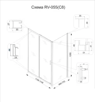 Душевой уголок Veconi Rovigo RV-055 110х70 см, профиль хром, стекло текстурное pear