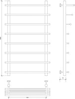 Полотенцесушитель водяной Secado Турин 6 100x55 см, матовый черный, лесенка, с полкой