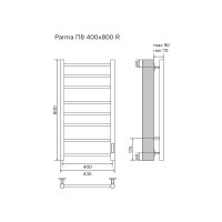 Полотенцесушитель электрический Azario PARMA 400/800 черный AZ10848B