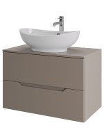 Тумба с раковиной Orange Line 80 подвесная, 2 ящика, матовый латте с раковиной B08-585w