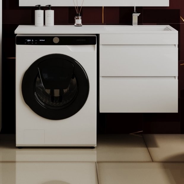 Мебель для ванной комнаты Style Line Даллас 120 R Люкс Plus подвесная, белая, зеркало DIWO Дмитров