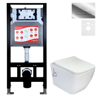 Комплект 3 в 1 Унитаз подвесной Esbano ESWBLEONWN + Инсталляция Fram + Кнопка ESINOVL17SC цвет глянцевый хром