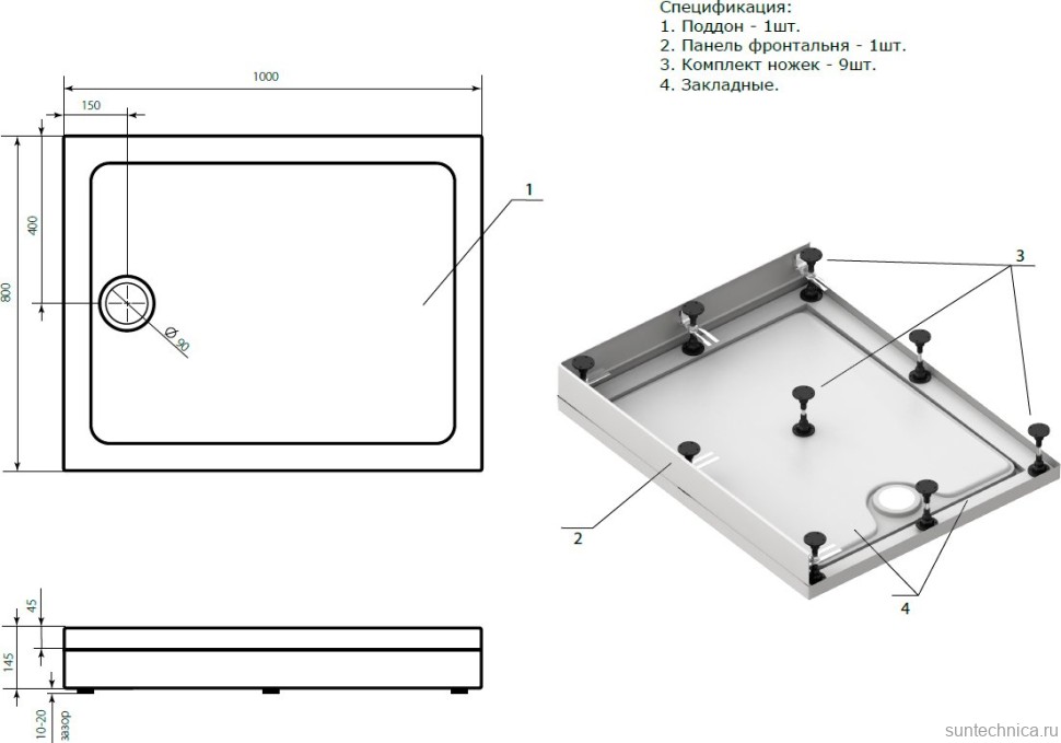 Поддон для душа Bas Олимпик 100x80