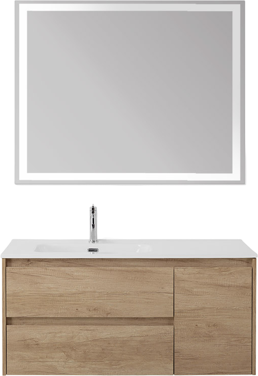 Мебель для ванной комнаты BelBagno Kraft 100 L, 2 ящика, дверца, rovere nebrasca nature
