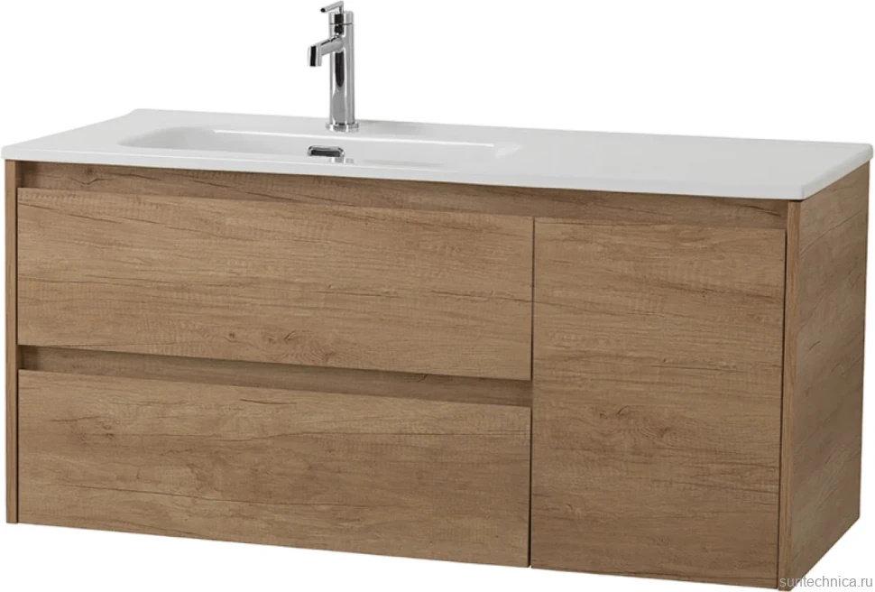 Мебель для ванной комнаты BelBagno Kraft 100 L, 2 ящика, дверца, rovere nebrasca nature