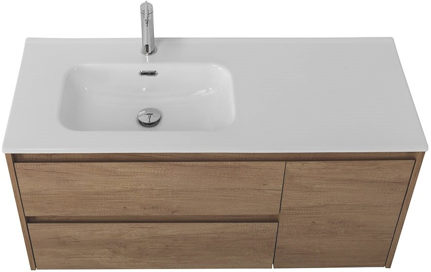 Мебель для ванной комнаты BelBagno Kraft 100 L, 2 ящика, дверца, rovere nebrasca nature