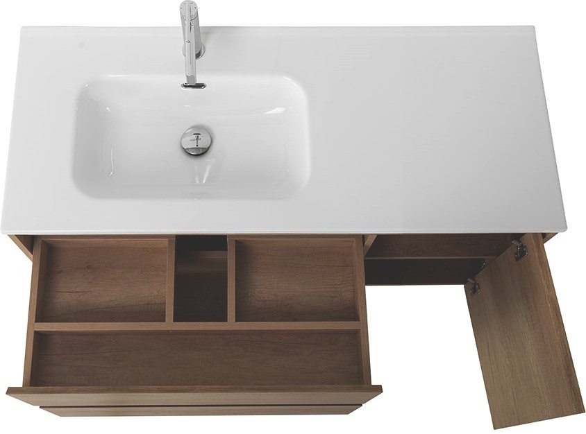 Мебель для ванной комнаты BelBagno Kraft 100 L, 2 ящика, дверца, rovere nebrasca nature
