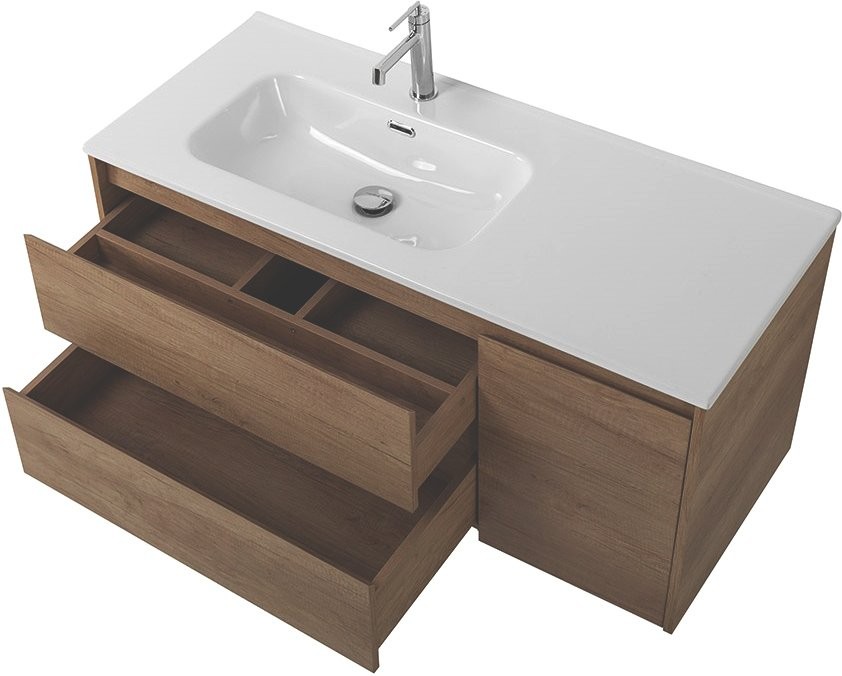 Мебель для ванной комнаты BelBagno Kraft 100 L, 2 ящика, дверца, rovere nebrasca nature