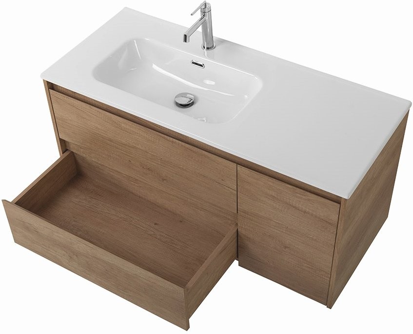 Мебель для ванной комнаты BelBagno Kraft 100 L, 2 ящика, дверца, rovere nebrasca nature