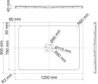 Поддон для душа Wasserkraft Dinkel 58T07 120x90, с сифоном